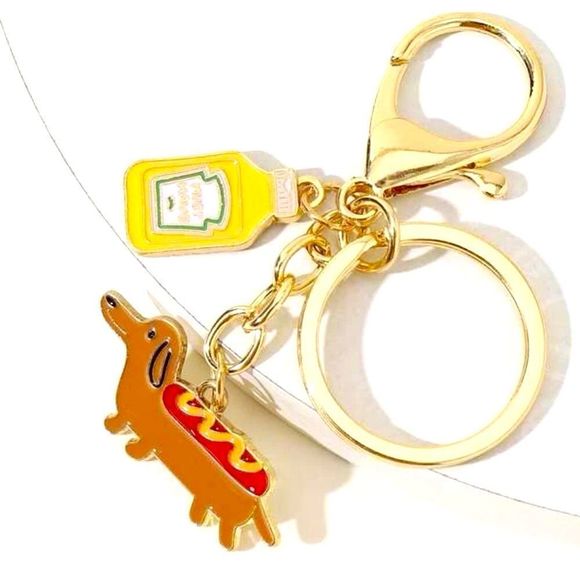 New Dachshund Doxie Weiner Hot Dog Puppy Purse Charm Keychain Gift Present - Picture 1 of 6